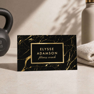 Moderne Fitness Trainer Zwart Goud Marmer Visitekaartje