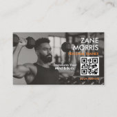 Moderne fitnesscoach foto QR-code Visitekaartje (Voorkant)