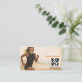 Moderne fitnesscoach foto QR-code Visitekaartje (Staand voorkant)