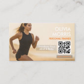 Moderne fitnesscoach foto QR-code Visitekaartje (Voorkant)