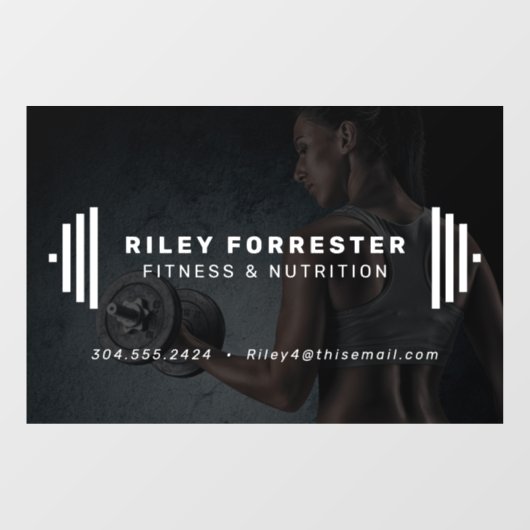 Moderne fitnesstrainer barbell-fotobusiness raamsticker (Vel)