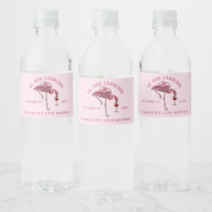 Moderne Flamingo 50ste Verjaardagsfeest Custom Waterfles Etiket