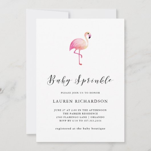 Moderne flamingo | Baby Sprinkle Invitation Kaart (Voorkant)
