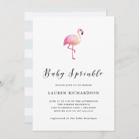 Moderne flamingo | Baby Sprinkle Invitation Kaart (Voorkant / Achterkant)