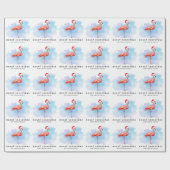 Moderne Flamingo Kerstmuts Waterverf Cadeaupapier (Vlak)