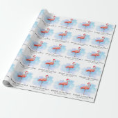 Moderne Flamingo Kerstmuts Waterverf Cadeaupapier (Uitgerold)