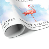 Moderne Flamingo Kerstmuts Waterverf Cadeaupapier (Rol Hoek)