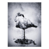 Moderne Flamingo Zwart en Wit Aquarel Kunst Foto Afdruk (Voorkant)
