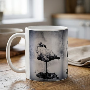Moderne Flamingo Zwart en Wit Aquarel Kunst Koffiemok