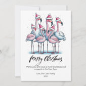 Moderne Flamingo's Huisdierliefhebber Kerstkaart (Voorkant)