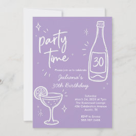 Moderne fles & cocktail 30e verjaardagsuitnodiging kaart