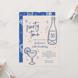 Moderne fles & cocktail 30e verjaardagsuitnodiging kaart