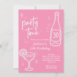 Moderne fles- en cocktail-30e verjaardagsuitnodigi kaart