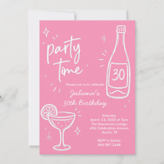 Moderne fles- en cocktail-30e verjaardagsuitnodigi kaart