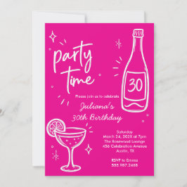 Moderne fles- en cocktail-30e verjaardagsuitnodigi kaart