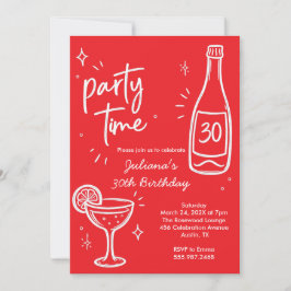 Moderne fles- en cocktail-30e verjaardagsuitnodigi kaart