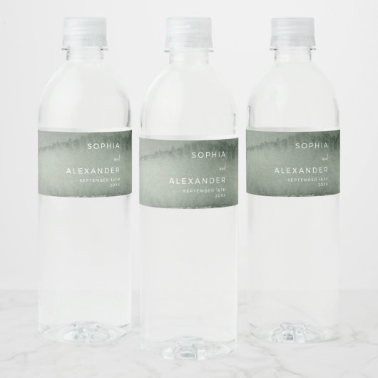 Moderne Fleslabels Waterverf Bruiloft. Waterfles Etiket (Flessen)