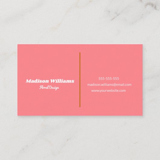 Moderne flessenroze bloemen visitekaartje (Achterkant)