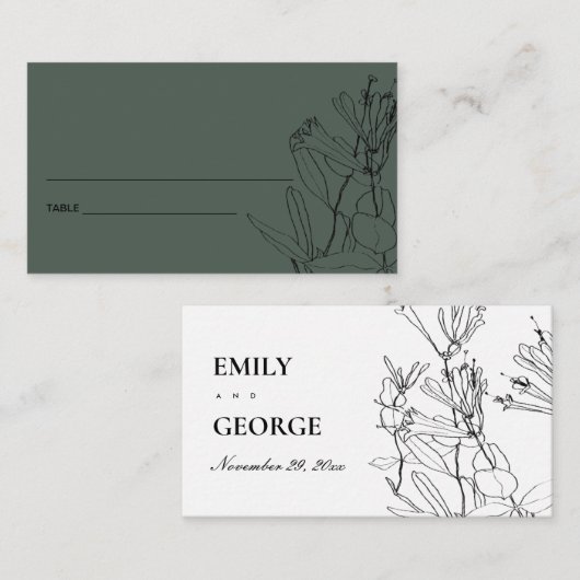 MODERNE FLESTEKST GROENE LIJN PLEKTEKAART VISITEKAARTJE (Voorkant / Achterkant)