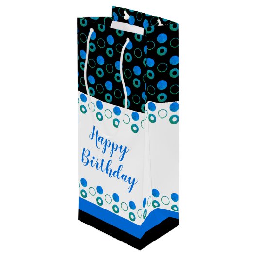 Moderne fleszak met poolpunt in Blues Wijn Cadeautas (Achterkant Gekanteld)