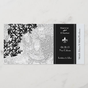 Moderne Fleur de Lis Save the Date Foto Kaart