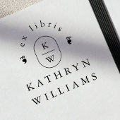 Moderne Fleuron Monogram Ex Libris Boekplaat Stemp Rubberstempel