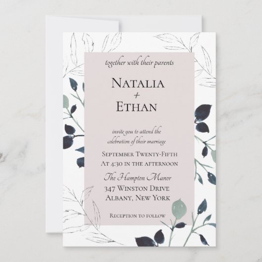 Moderne Flora bruiloft uitnodiging (Voorkant)