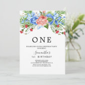 Moderne flora Eerste Verjaardagsfeest Kaart (Staand voorkant)