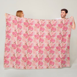 Moderne  flora op hout, populair fleece deken