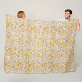 Moderne  flora op hout, populair fleece deken