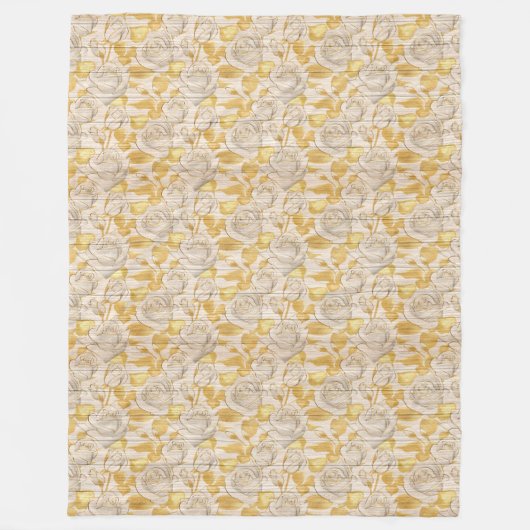 Moderne  flora op hout, populair fleece deken (Voorkant)