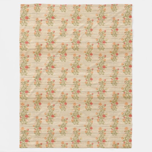 Moderne  flora op hout, populair fleece deken (Voorkant)