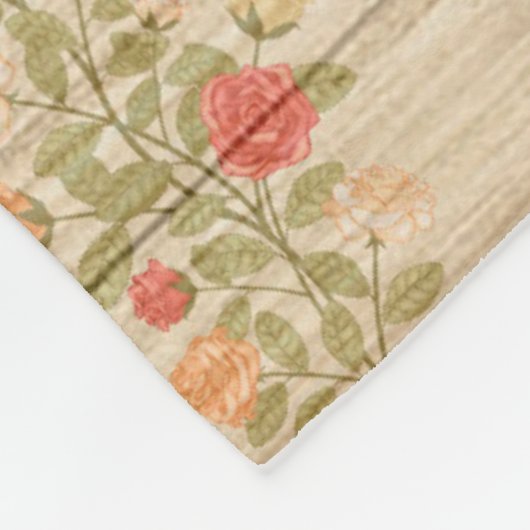 Moderne  flora op hout, populair fleece deken (Hoek)