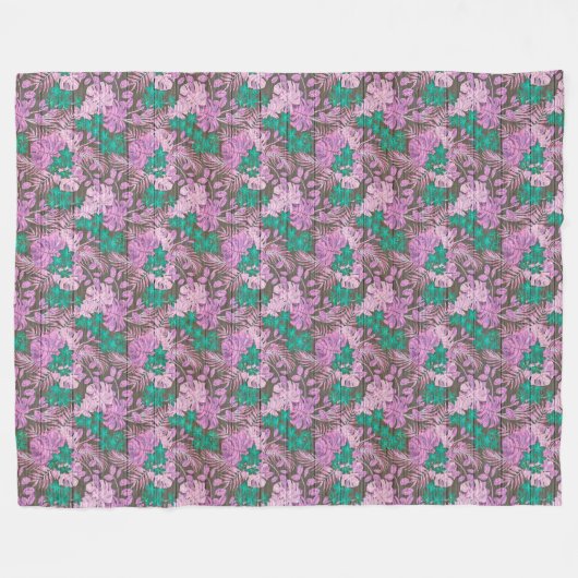 Moderne  flora op hout, populair fleece deken (Voorkant (Horizontaal))