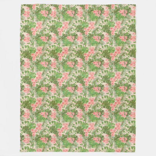 Moderne  flora op hout, populair fleece deken (Voorkant)