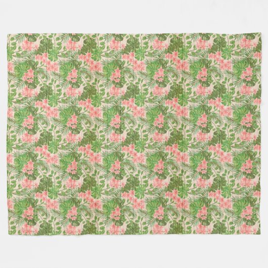 Moderne flora op hout, populair fleece deken (Voorkant (Horizontaal))