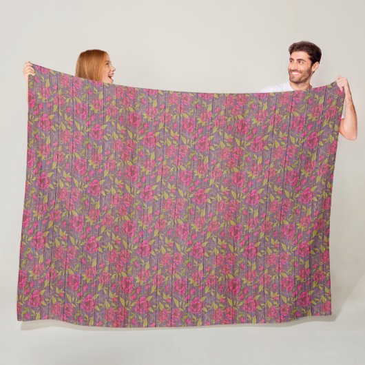 Moderne  flora op hout, populair fleece deken (In situ)