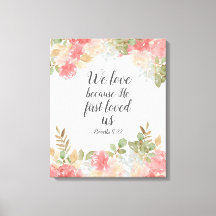 Moderne Floral 1 John 14:19 Faux Canvas Print