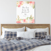 Moderne Floral 1 John 14:19 Faux Canvas Print (Insitu (Slaapkamer))