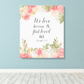 Moderne Floral 1 John 14:19 Faux Canvas Print (Insitu (Houten vloer))