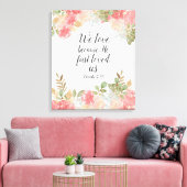 Moderne Floral 1 John 14:19 Faux Canvas Print (Insitu (Woonkamer))