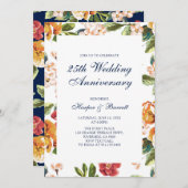Moderne Floral 25th Wedding Jubileum Party Kaart (Voorkant / Achterkant)
