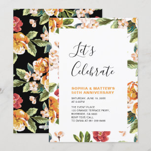 Moderne Floral 50th Wedding Jubileum Party Kaart