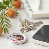 , moderne Floral, aangepaste foto Sleutelhanger (Zijkant)