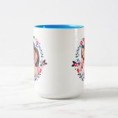 , moderne Floral, aangepaste foto Tweekleurige Koffiemok (Center)