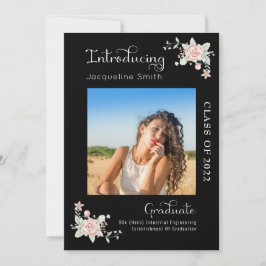 Moderne Floral Afstuderen 2022 Foto aankondiging