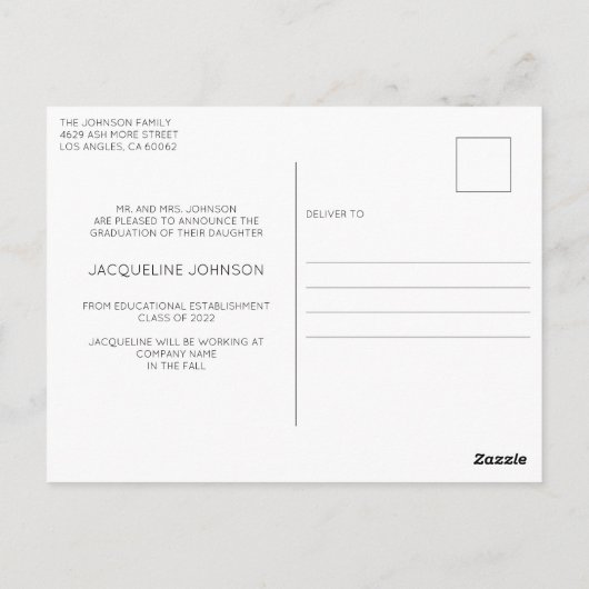 Moderne Floral Afstuderen 2022 Foto aankondiging Briefkaart (Achterkant)