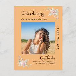 Moderne Floral Afstuderen 2022 Foto aankondiging Briefkaart