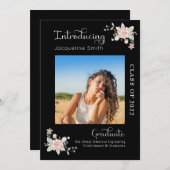 Moderne Floral Afstuderen 2022 Foto-uitnodiging Kaart (Voorkant / Achterkant)