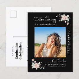 Moderne Floral Afstuderen 2022 Foto-uitnodiging Uitnodiging Briefkaart
